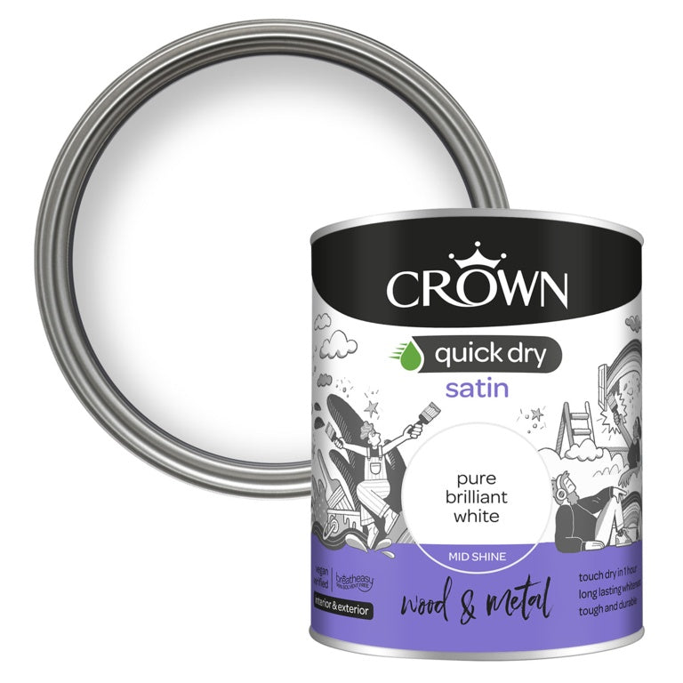 Crown Quick Dry Satin Pure Brilliant White 750ml
