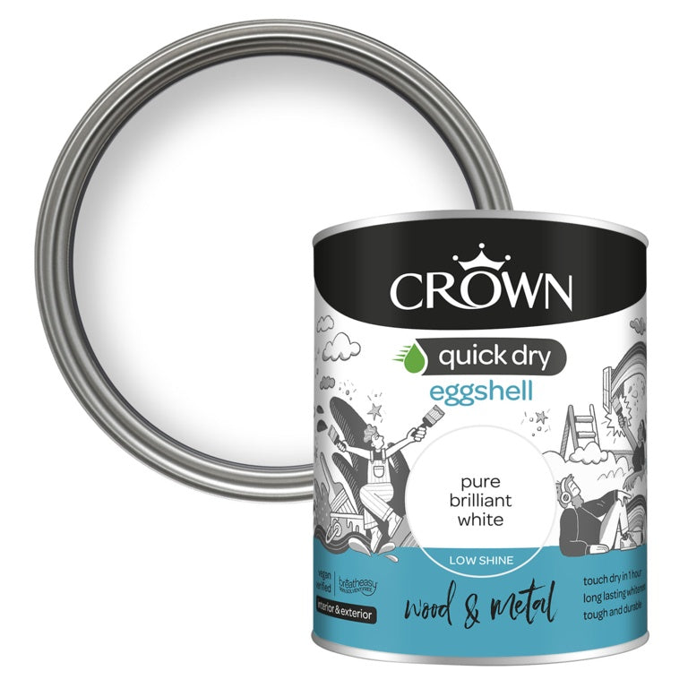 Crown Quick Dry Eggshell Brilliant White 750ml