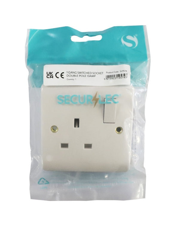 Securlec 1 Gang Switched Socket Double Pole